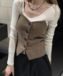 ジュエリー 原石ビーズポイントネックレス(5color) BLACK