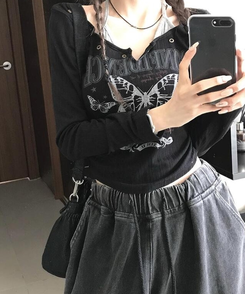 ジュエリー 原石ビーズポイントネックレス(5color) BLACK