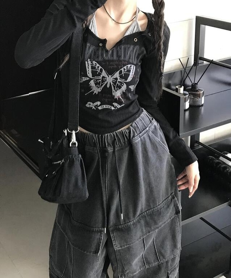 原石ビーズポイントネックレス(5color) BLACK