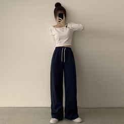 【丈別】【起毛】ロングワイドトレーニングパンツ(11color) NAVY