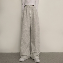 【丈別】【起毛】ロングワイドトレーニングパンツ(11color) WHITE SALT