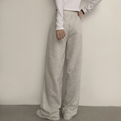 【丈別】【起毛】ロングワイドトレーニングパンツ(11color) WHITE SALT