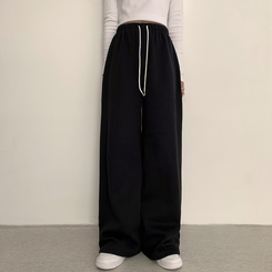 【丈別】【起毛】ロングワイドトレーニングパンツ(11color) BLACK