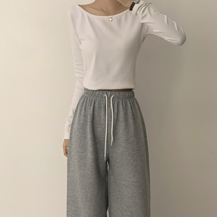 【丈別】【起毛】ロングワイドトレーニングパンツ(11color) GREY