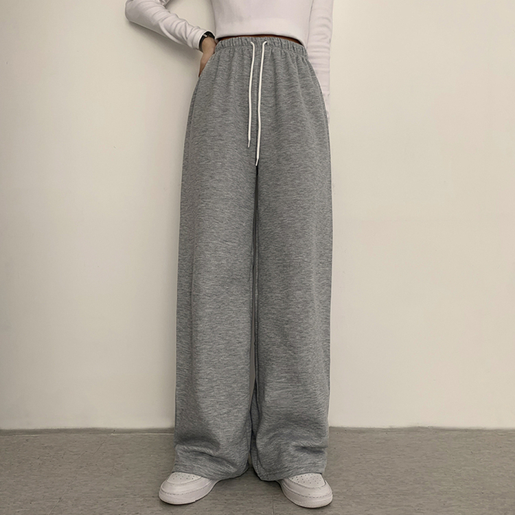 【丈別】【起毛】ロングワイドトレーニングパンツ(11color) GREY