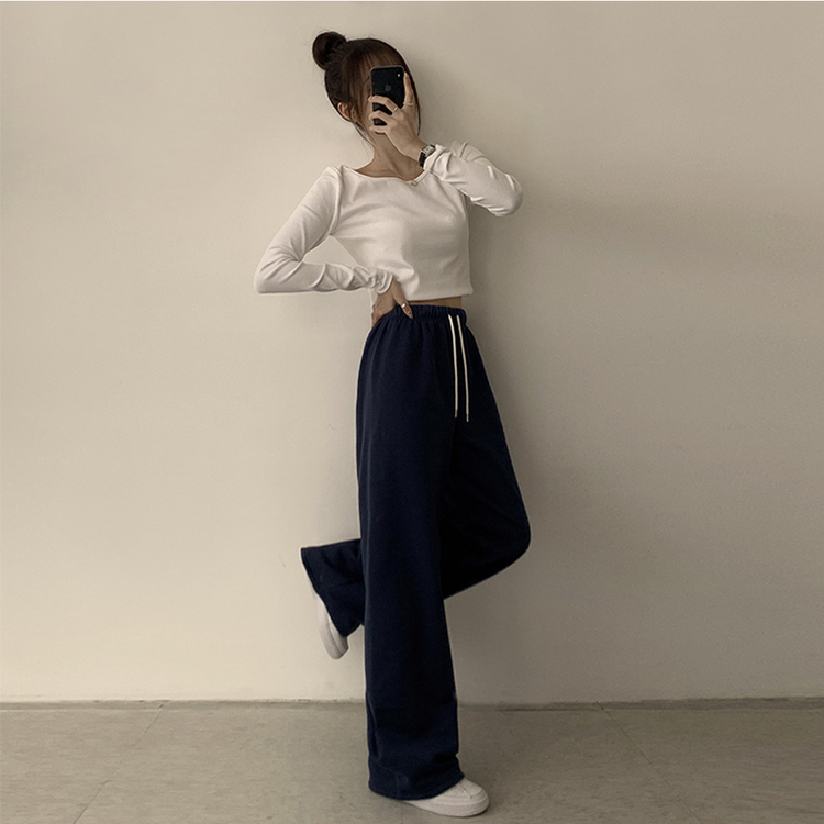 【丈別】【起毛】ロングワイドトレーニングパンツ(11color) NAVY