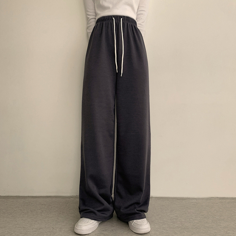 【丈別】【起毛】ロングワイドトレーニングパンツ(11color) CHARCOAL