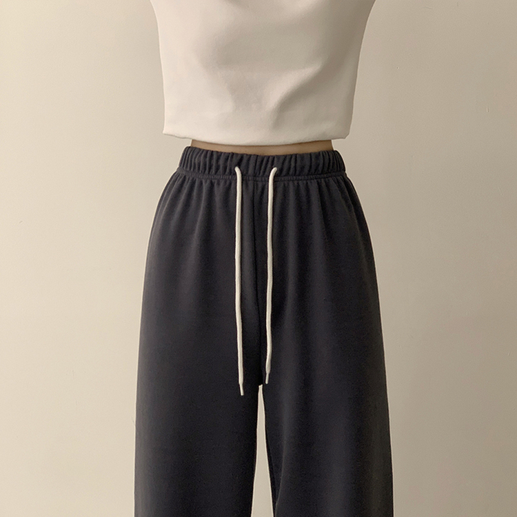 【丈別】【起毛】ロングワイドトレーニングパンツ(11color) CHARCOAL