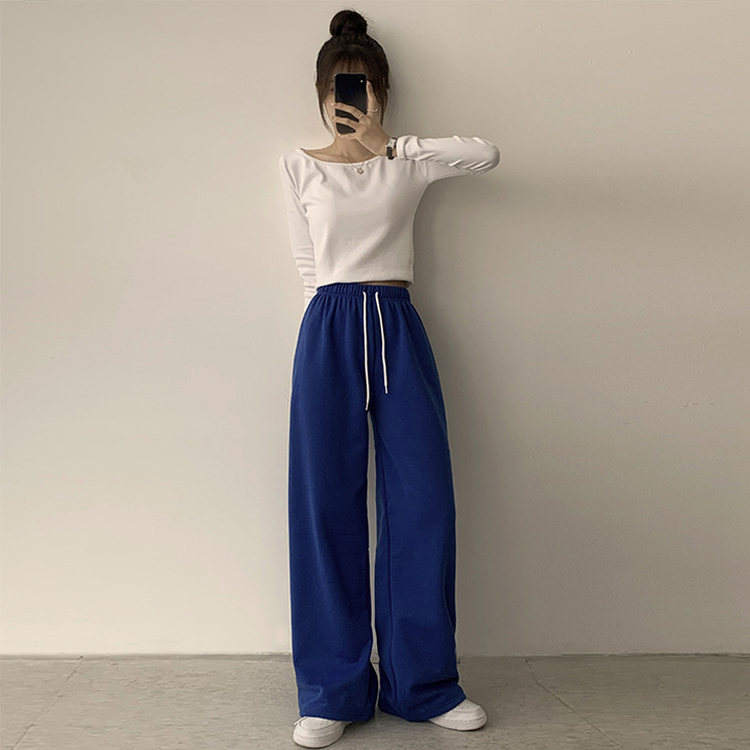 【丈別】【起毛】ロングワイドトレーニングパンツ(11color) COBALT BLUE