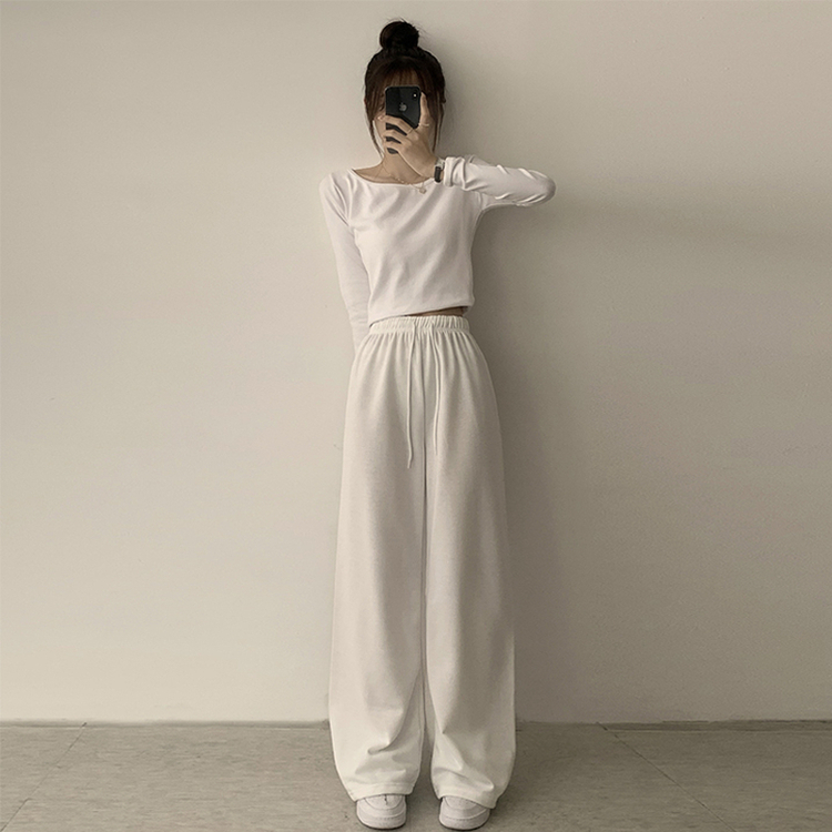 【丈別】【起毛】ロングワイドトレーニングパンツ(11color) OATMEAL