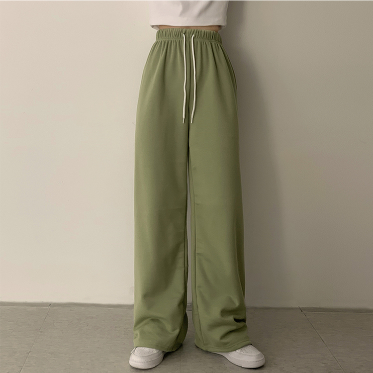 【丈別】【起毛】ロングワイドトレーニングパンツ(11color) LIGHT GREEN