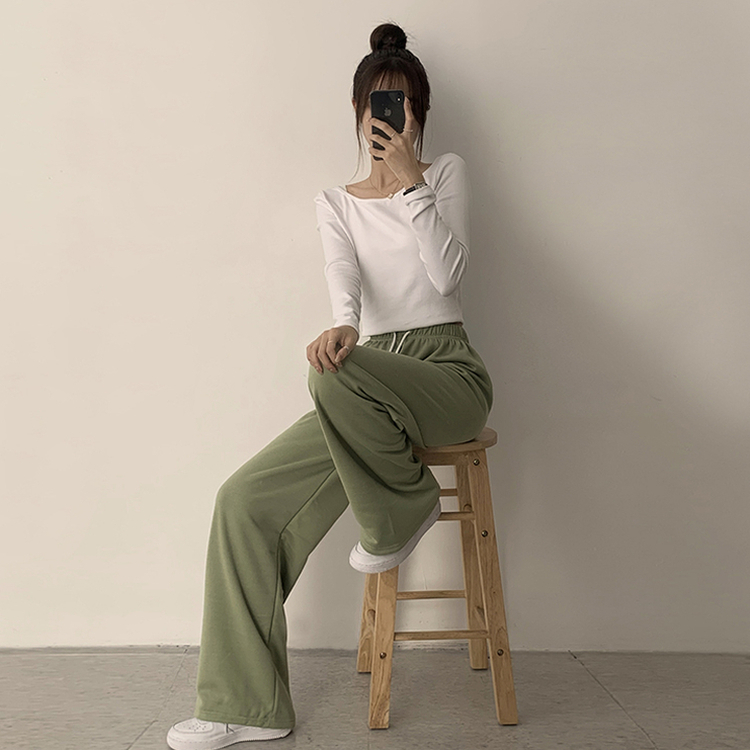 【丈別】【起毛】ロングワイドトレーニングパンツ(11color) LIGHT GREEN