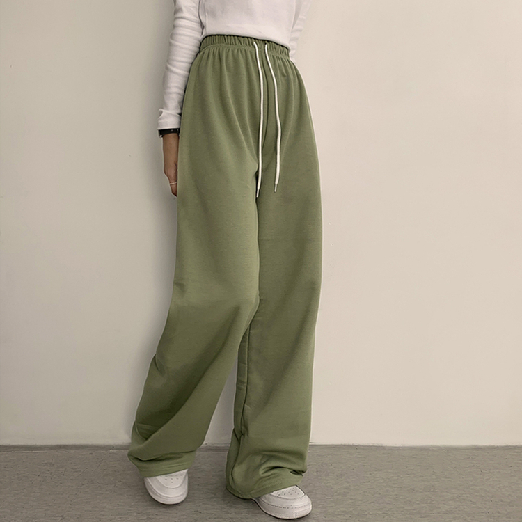 【丈別】【起毛】ロングワイドトレーニングパンツ(11color) LIGHT GREEN