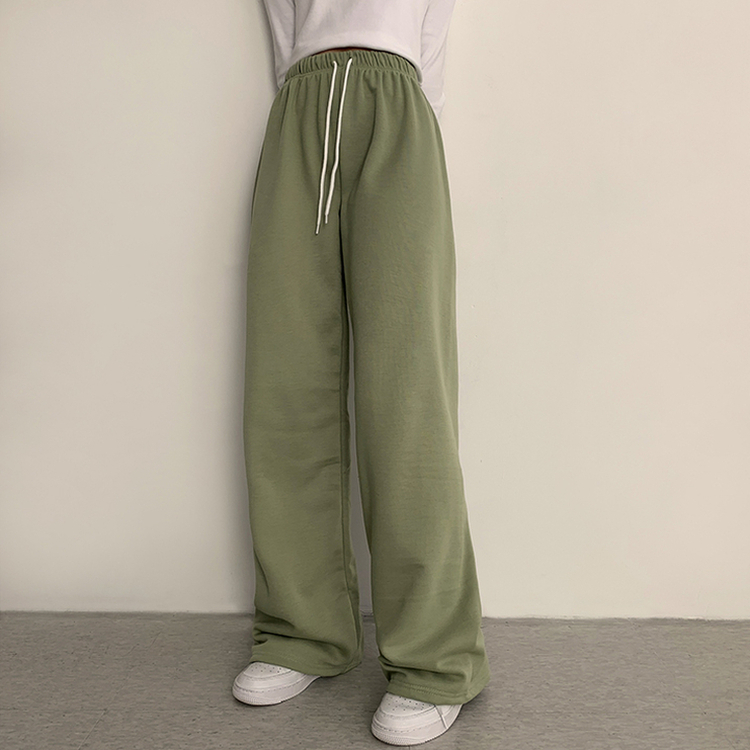 【丈別】【起毛】ロングワイドトレーニングパンツ(11color) LIGHT GREEN