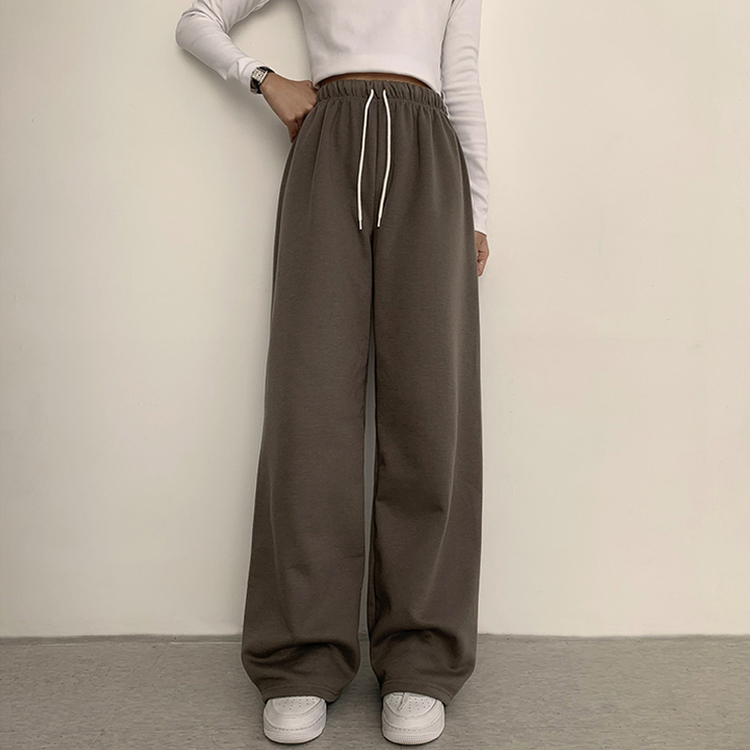 【丈別】【起毛】ロングワイドトレーニングパンツ(11color) KHAKI