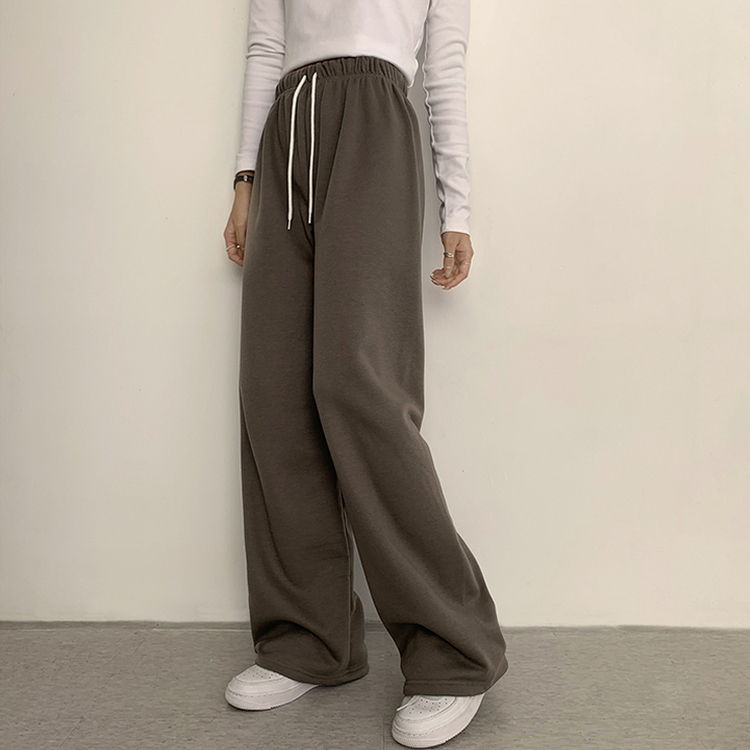 【丈別】【起毛】ロングワイドトレーニングパンツ(11color) KHAKI