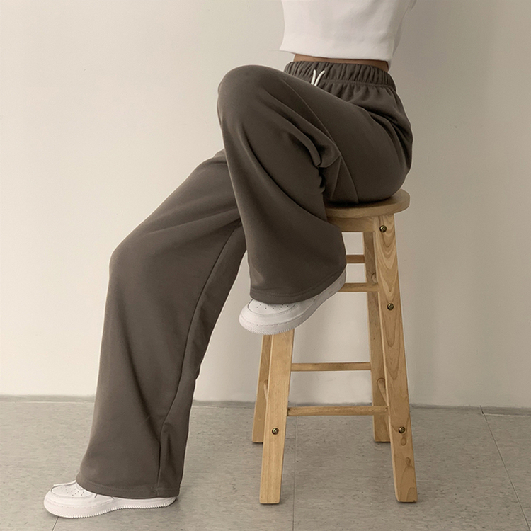 【丈別】【起毛】ロングワイドトレーニングパンツ(11color) KHAKI