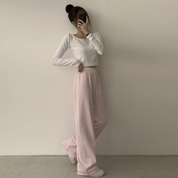 【丈別】【起毛】ロングワイドトレーニングパンツ(11color) PINK