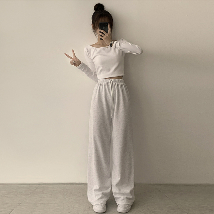 【丈別】【起毛】ロングワイドトレーニングパンツ(11color) IVORY