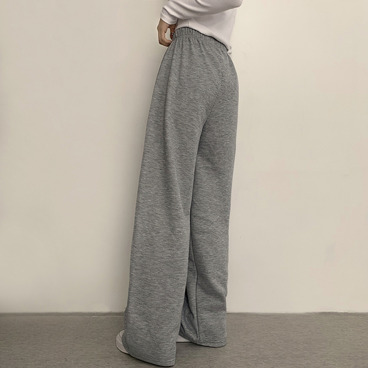 【丈別】【起毛】ロングワイドトレーニングパンツ(11color) GREY