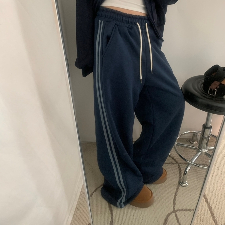 ツートラックライントレーニングワイドロングパンツ NAVY