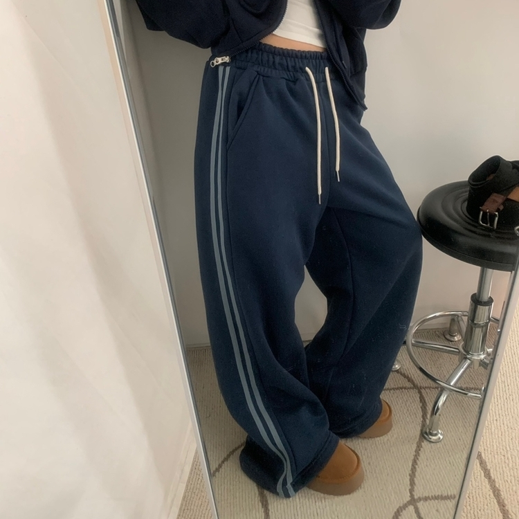 ツートラックライントレーニングワイドロングパンツ NAVY