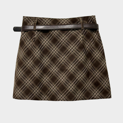 【ベルト付き】ハイティーンチェックミニスカートパンツ