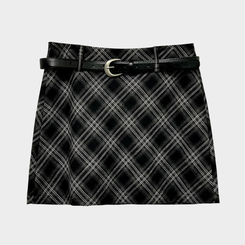 【ベルト付き】ハイティーンチェックミニスカートパンツ
