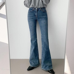 【丈別】ローウエストウォッシングブーツカットデニムパンツ DARK DENIM