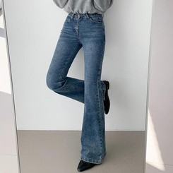 【丈別】ローウエストウォッシングブーツカットデニムパンツ DARK DENIM