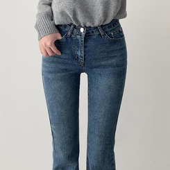 【丈別】ローウエストウォッシングブーツカットデニムパンツ DARK DENIM