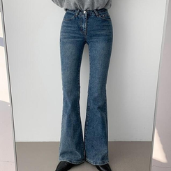 【丈別】ローウエストウォッシングブーツカットデニムパンツ DARK DENIM