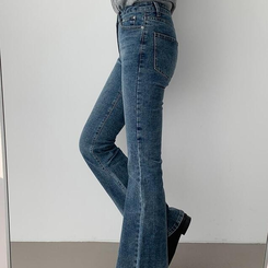 【丈別】ローウエストウォッシングブーツカットデニムパンツ DARK DENIM