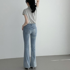 【丈別】ローウエストウォッシングブーツカットデニムパンツ LIGHT DENIM