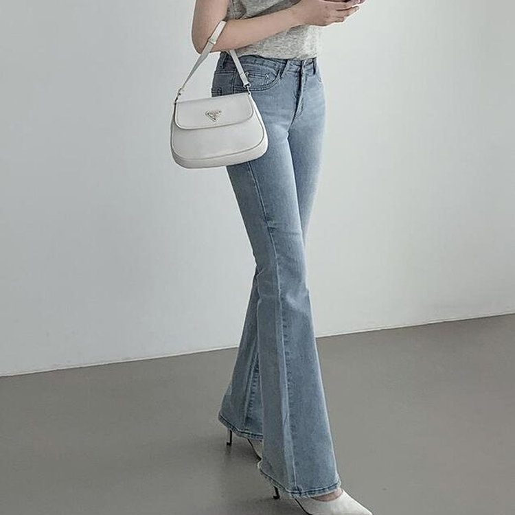 【丈別】ローウエストウォッシングブーツカットデニムパンツ LIGHT DENIM