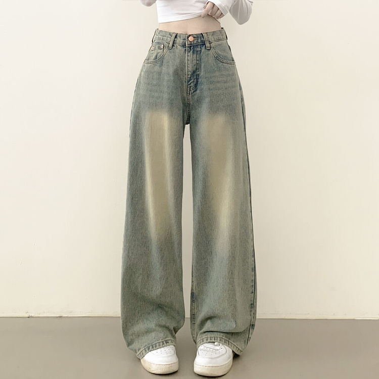 빈티지힙 워싱 와이드 데님 벌룬청바지 빅사이즈 키작녀 키큰녀 연청