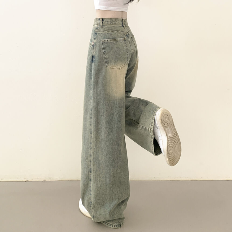 빈티지힙 워싱 와이드 데님 벌룬청바지 빅사이즈 키작녀 키큰녀 연청