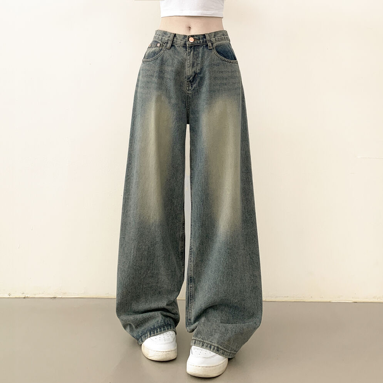 빈티지힙 워싱 와이드 데님 벌룬청바지 빅사이즈 키작녀 키큰녀 중청