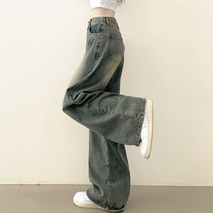 빈티지힙 워싱 와이드 데님 벌룬청바지 빅사이즈 키작녀 키큰녀 중청