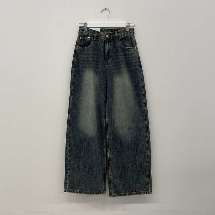 빈티지힙 워싱 와이드 데님 벌룬청바지 빅사이즈 키작녀 키큰녀