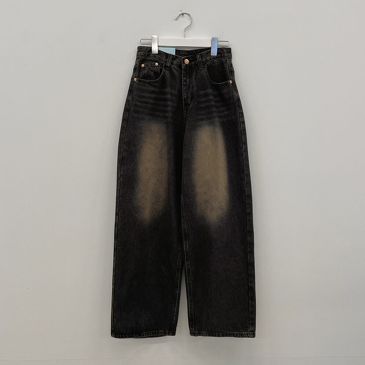빈티지힙 워싱 와이드 데님 벌룬청바지 빅사이즈 키작녀 키큰녀