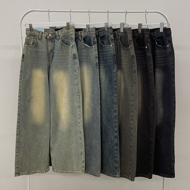 빈티지힙 워싱 와이드 데님 벌룬청바지 빅사이즈 키작녀 키큰녀