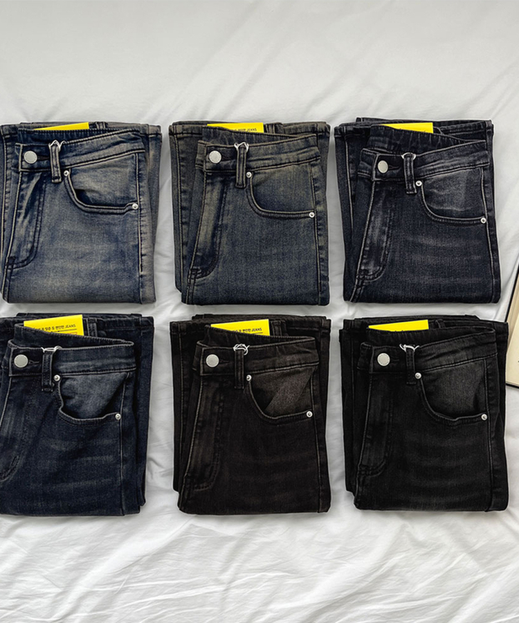 2XL워싱 밴딩 발열 원단 기모 스판 부츠컷 데님팬츠