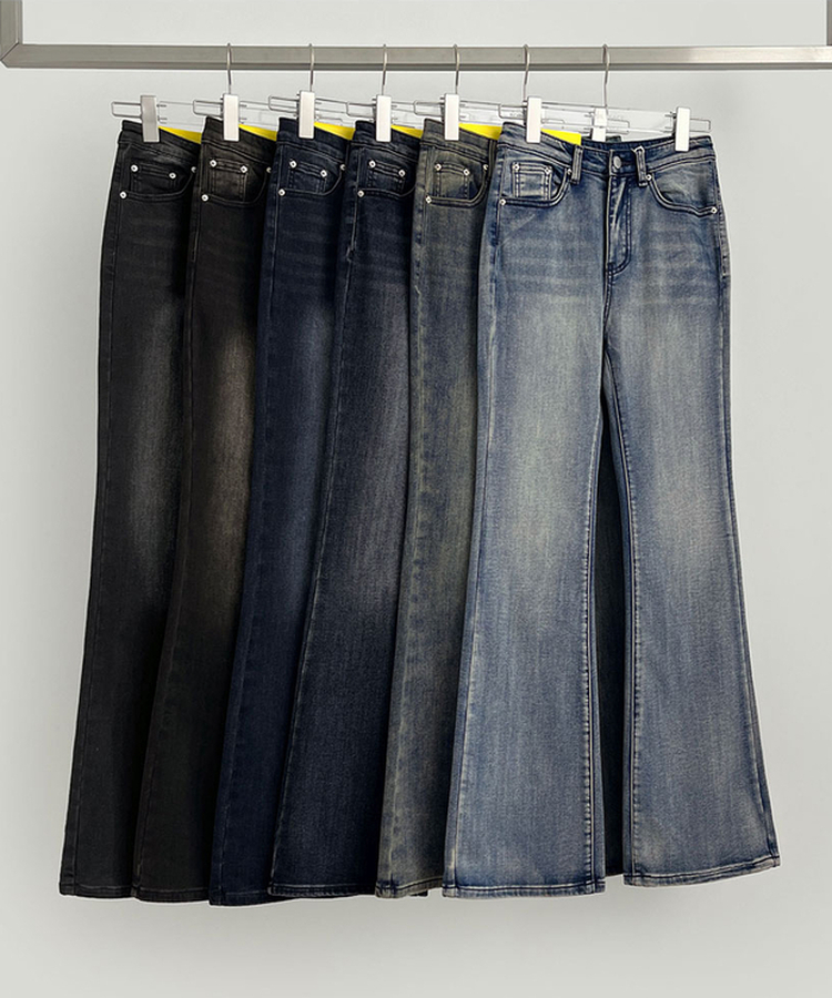 2XL워싱 밴딩 발열 원단 기모 스판 부츠컷 데님팬츠