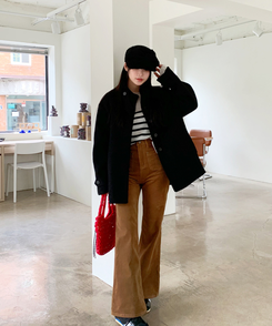 ハイネックハーフコート BLACK