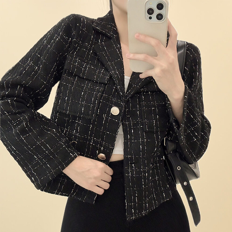 ツイードカラーネックツーボタンジャケット｜ジャケット｜韓国