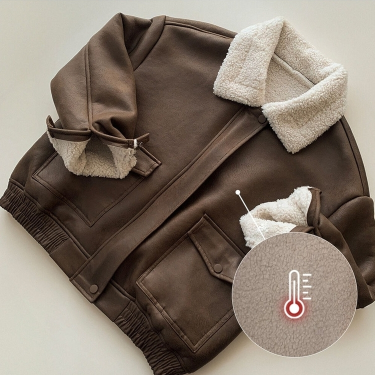 スエードムートンファーボアクロップジャケット｜ジャンパー｜韓国