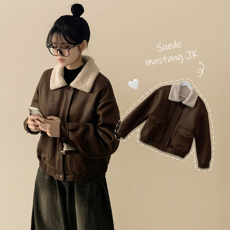 スエードムートンファーボアクロップジャケット｜ジャンパー｜韓国