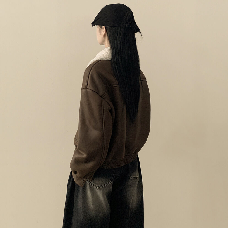 スエードムートンファーボアクロップジャケット｜ジャンパー｜韓国