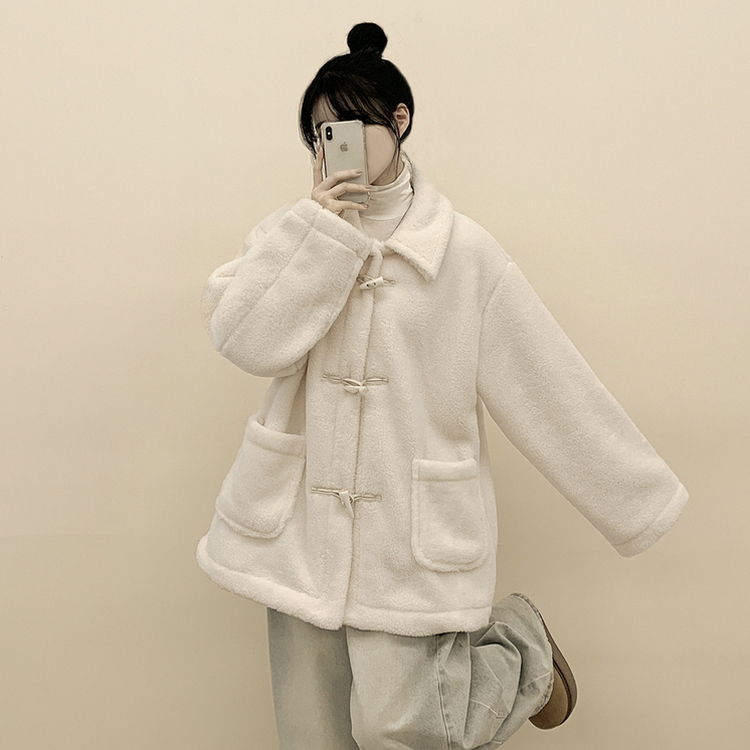 왕오버핏 도톰 양털 카라 떡볶이 덤블 뽀글이자켓 퍼코트